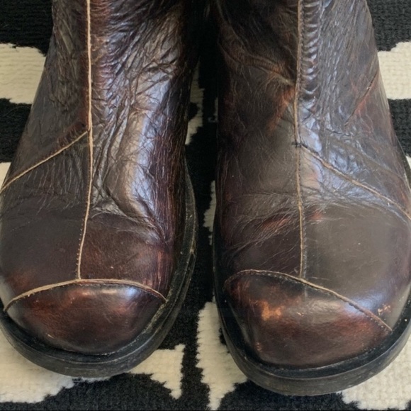 CYDWOQ Brown Crackled Leather Zip Up Mid Calf Boots Size 37 - Picture 7 of 16